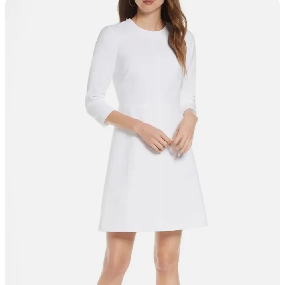 White Eliza J A-line 3/4 sleeve dress